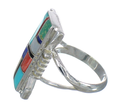 Multicolor Sterling Silver Southwest Jewelry Ring Size 6-3/4 YX75072